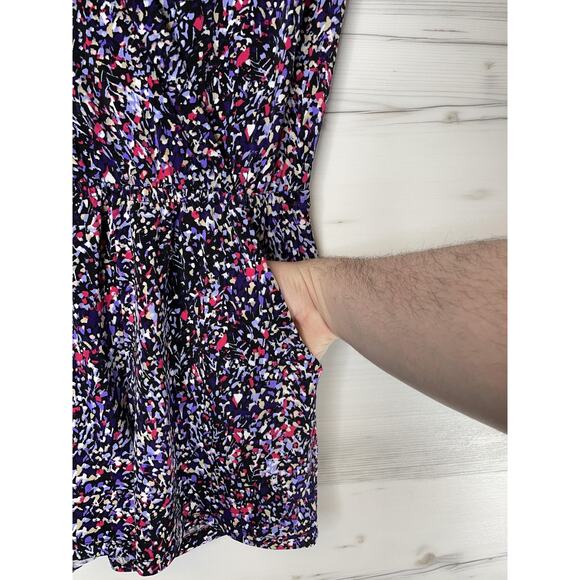 Simply Styled by Sears Romper Womens Small Black Multicolor V-Neck Pockets Wrap - Picture 7 of 11